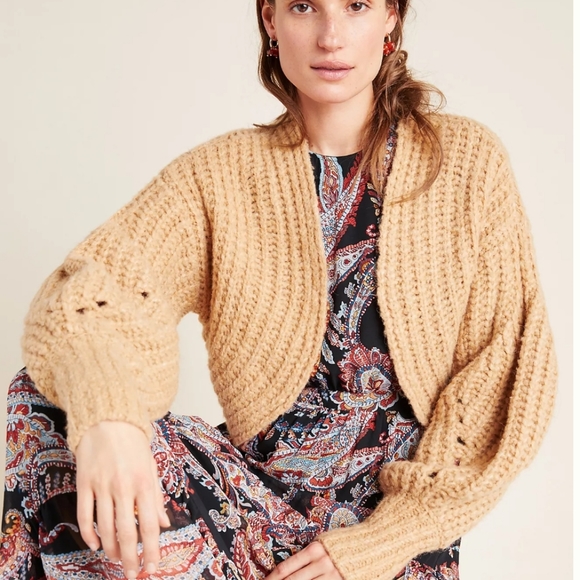 Anthropologie Rae black cropped knit shrug sweater - Picture 5 of 11